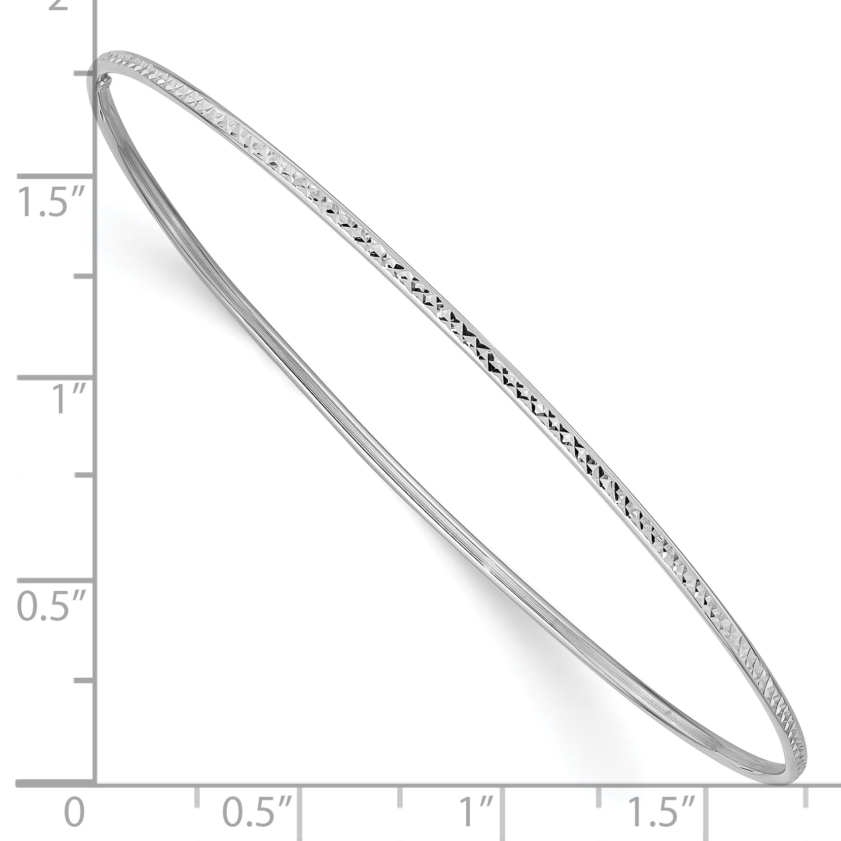 10k 1.5mm White Gold Diamond-Cut Slip-on Bangle Bracelet