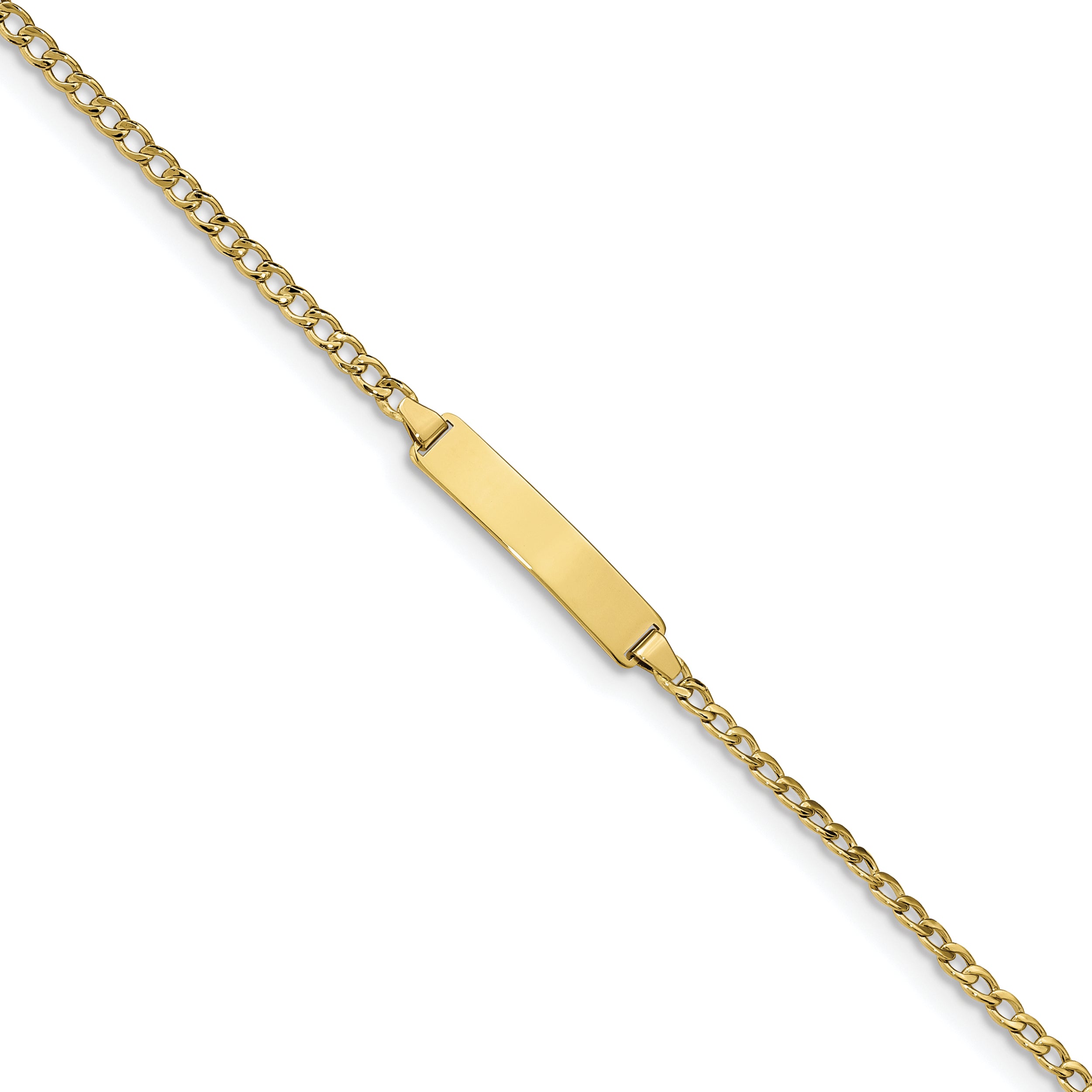 10K Semi-solid Curb Link ID Bracelet