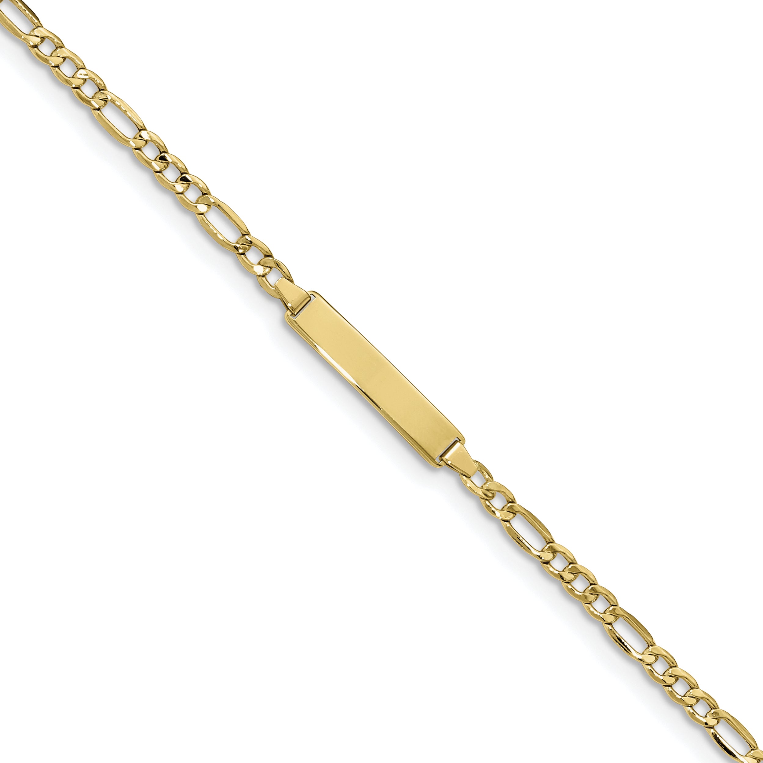 10K Semi-solid Figaro Link ID Bracelet