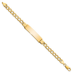 10k Semi-solid Curb Link ID Bracelet - 7