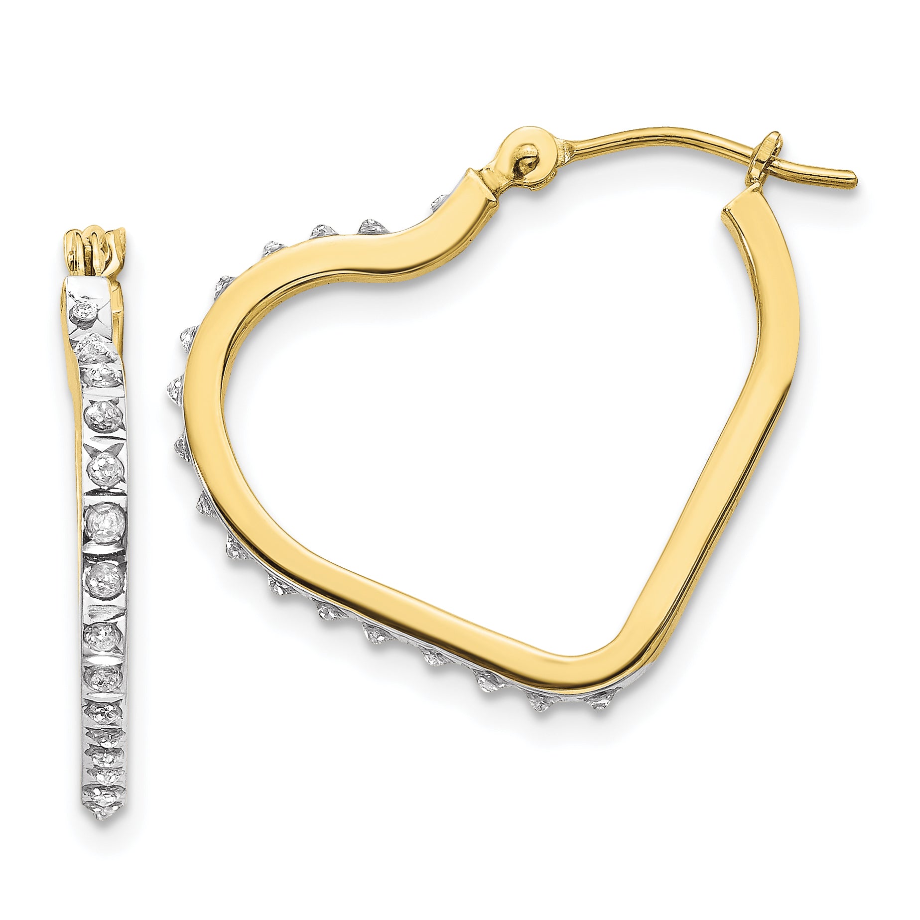 10k Diamond Fascination Heart Hoop Earrings