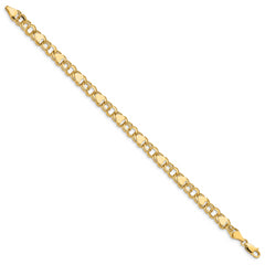 10k Double Link with Hearts Charm Bracelet