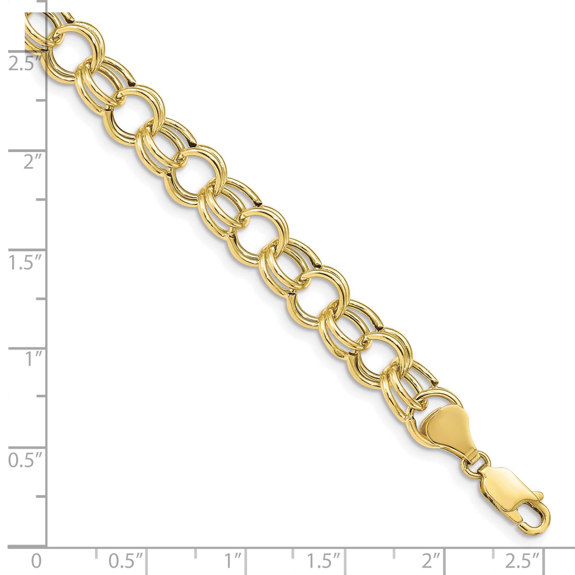 10k Hollow Double Link Charm Bracelet