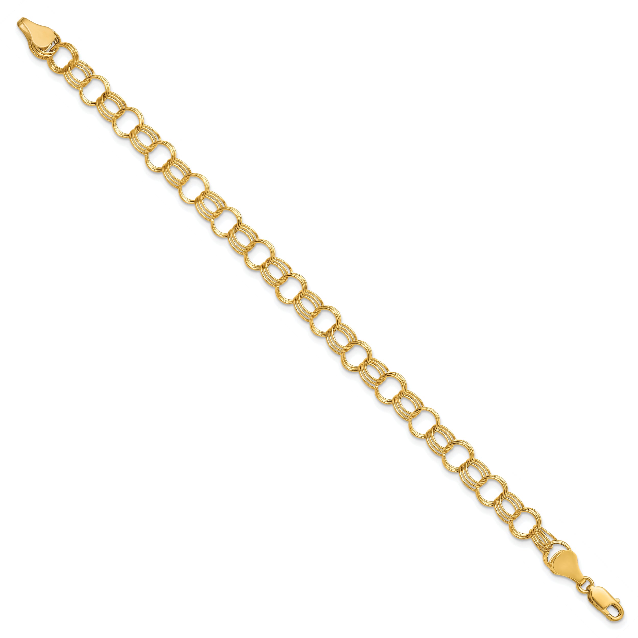 10k Solid Triple Link Charm Bracelet