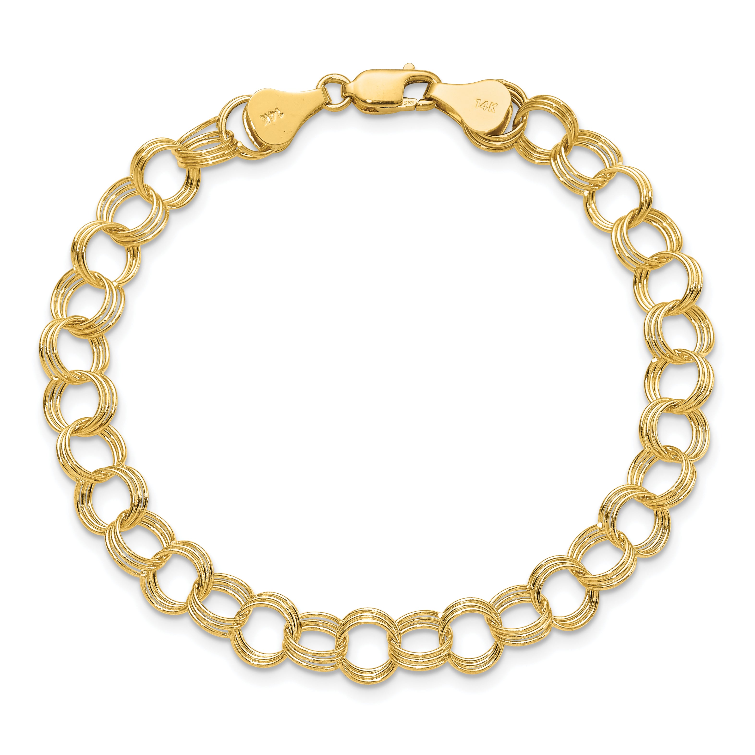 10k Solid Triple Link Charm Bracelet