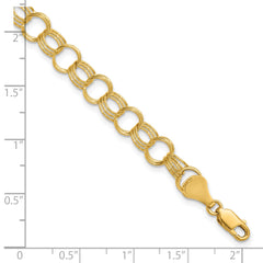 10k Solid Triple Link Charm Bracelet