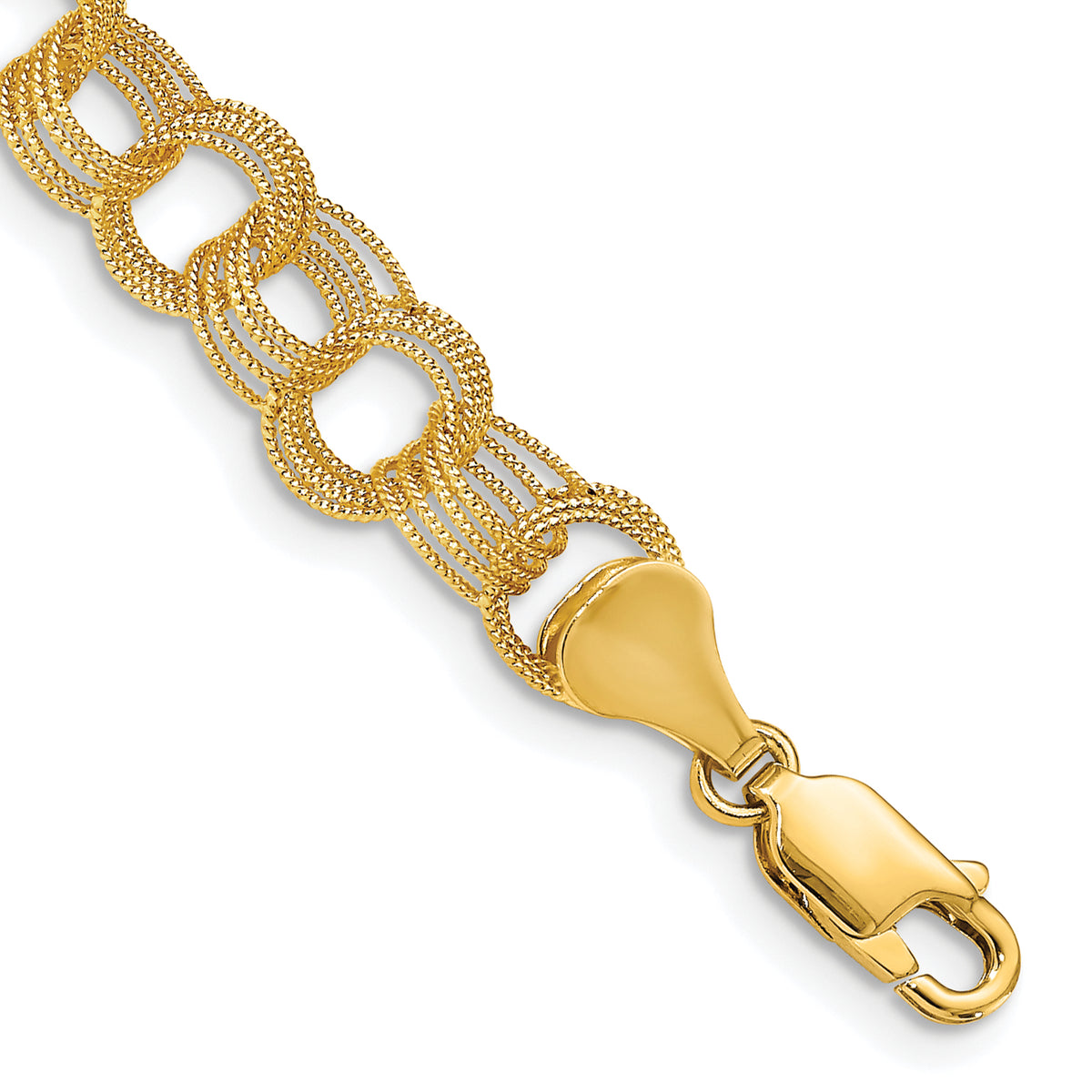 10k Solid Triple Link Charm Bracelet