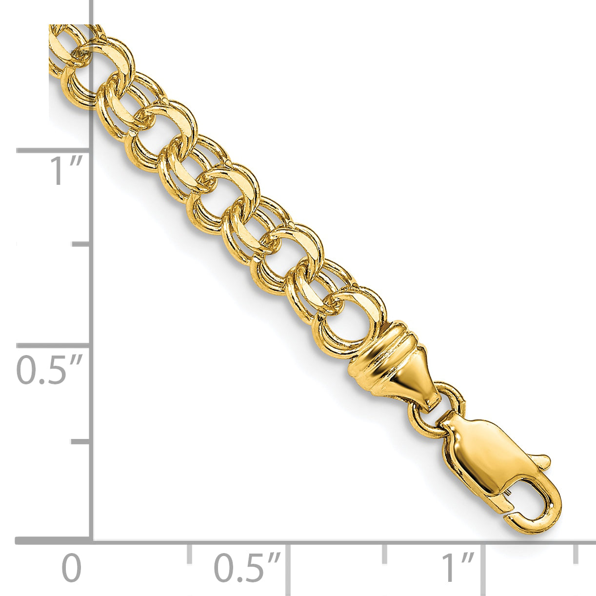 10k 7in 4.75mm Solid Double Link Charm Bracelet