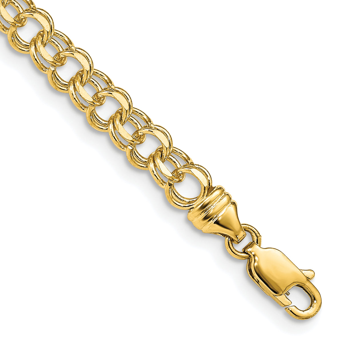 10k 8in 4.75mm Solid Double Link Charm Bracelet