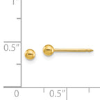 24K Gold Plated Solid Ball Post Earrings 3mm Women's Classic Elegance