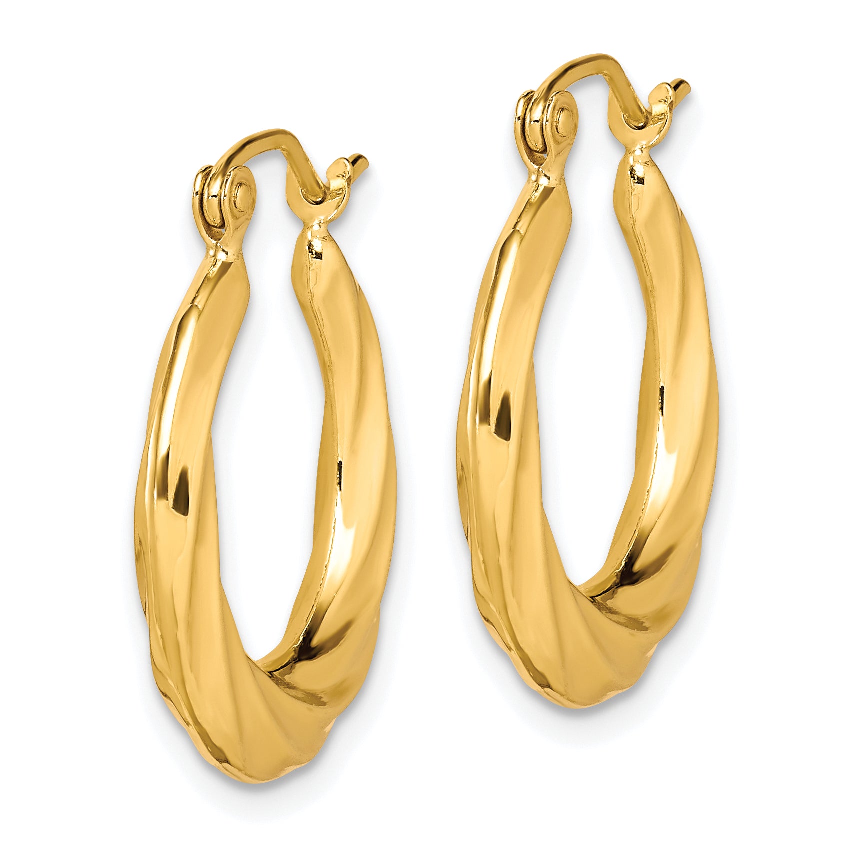 10K Yellow Gold Small Hoop Earrings with Polished Shrimp Design Secondary image