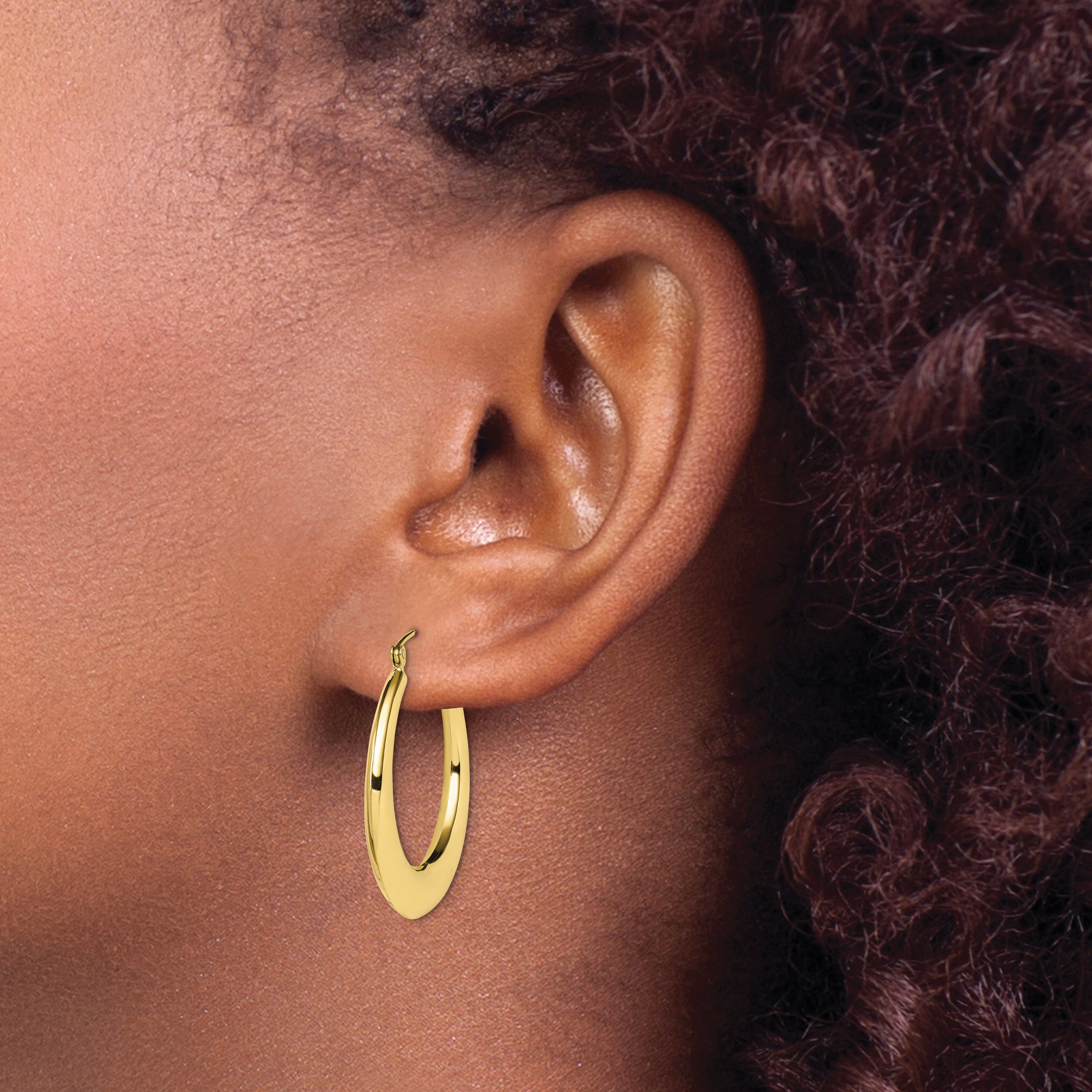 10k Polished Hollow Classic Earrings