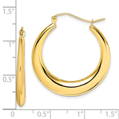 10K Yellow Gold Polished Hollow Hoop Earrings with Classic Creole Design