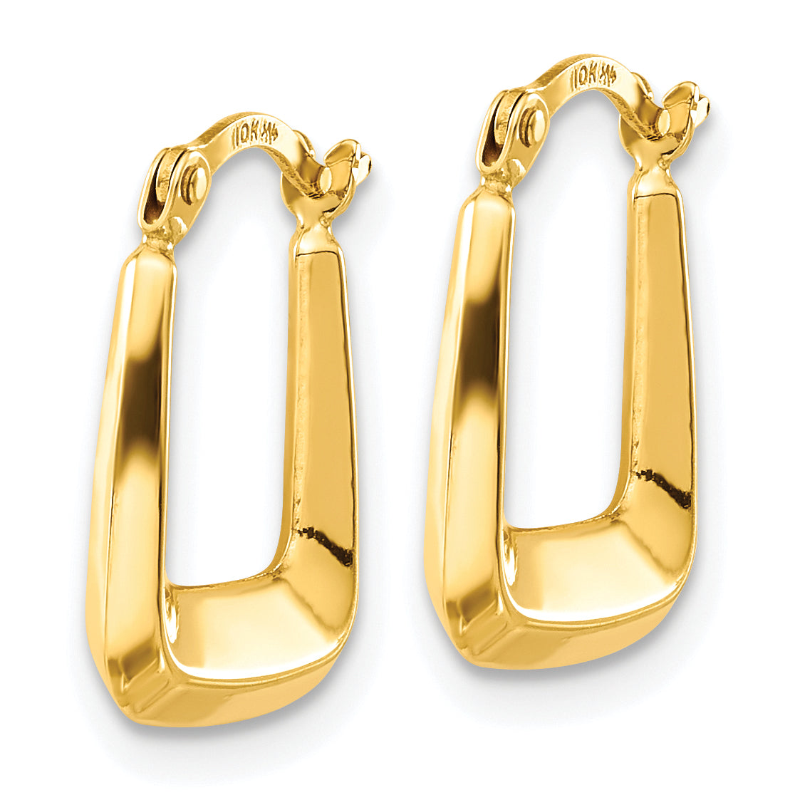 Squared Hoop Earrings in 10K Yellow Gold