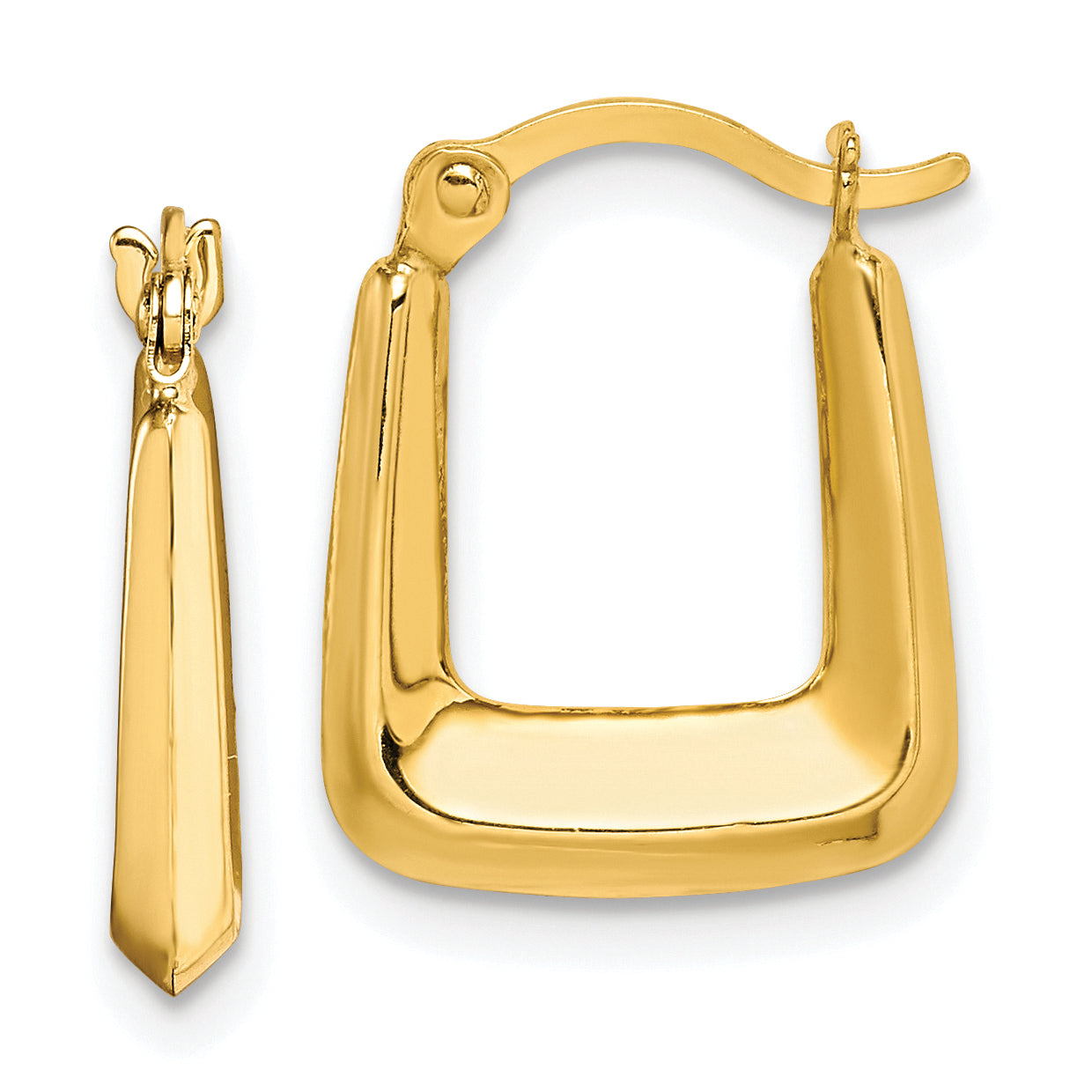 10K Hollow Squared Hollow Hoop Earrings Main image