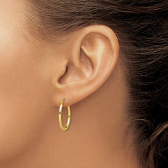10K Textured Hollow Oval Hoop Earrings