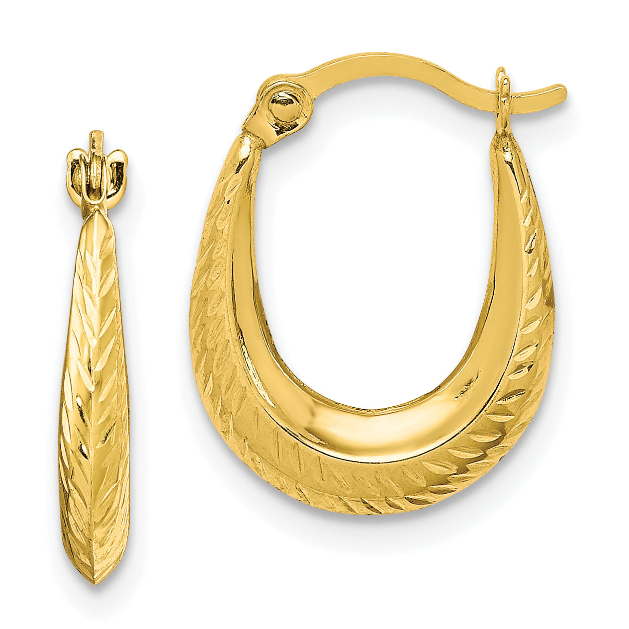 10K Textured Hollow Hoop Earrings Main image