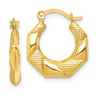 10k Scalloped Textured Hollow Hoop Earrings