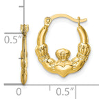 10K Gold Claddagh Hollow Hoop Earrings with Polished Finish Elegant Symbol of Love