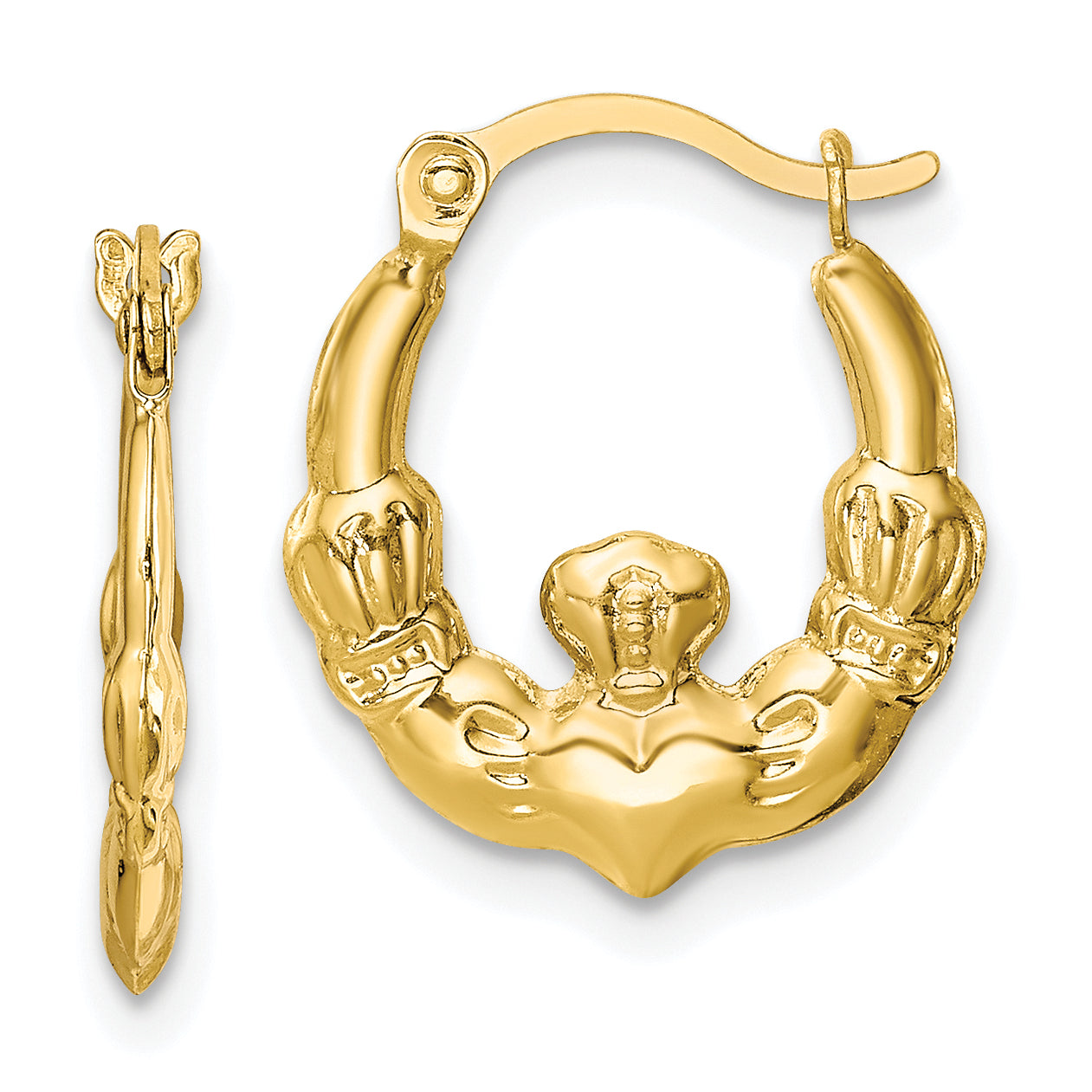 10K Claddagh Hollow Hoop Earrings Main image