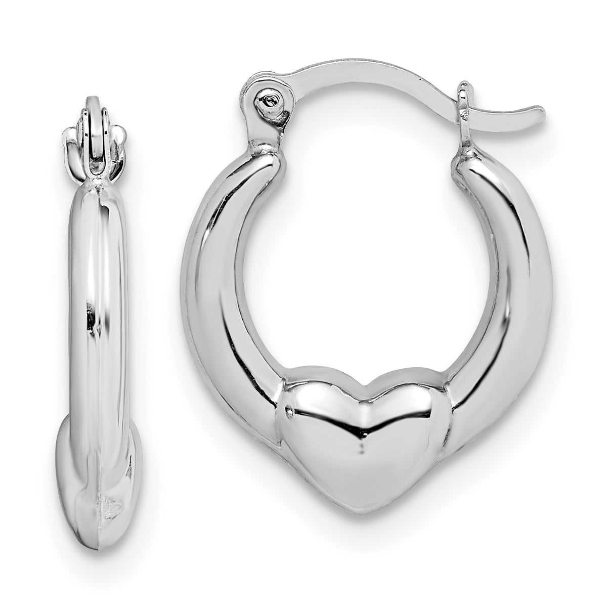 10K White Gold Heart Hollow Hoop Earrings Main image