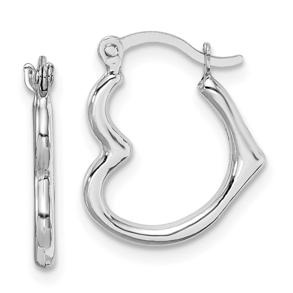 10K White Gold Hollow Heart Shaped Hoop Earrings Main image