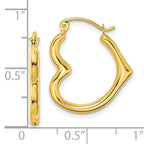 10K Gold Hollow Heart Hoop Earrings with Polished Finish Elegant and Lightweight Design