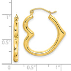 Heart Shape Hoop Earrings in 10K Yellow Gold