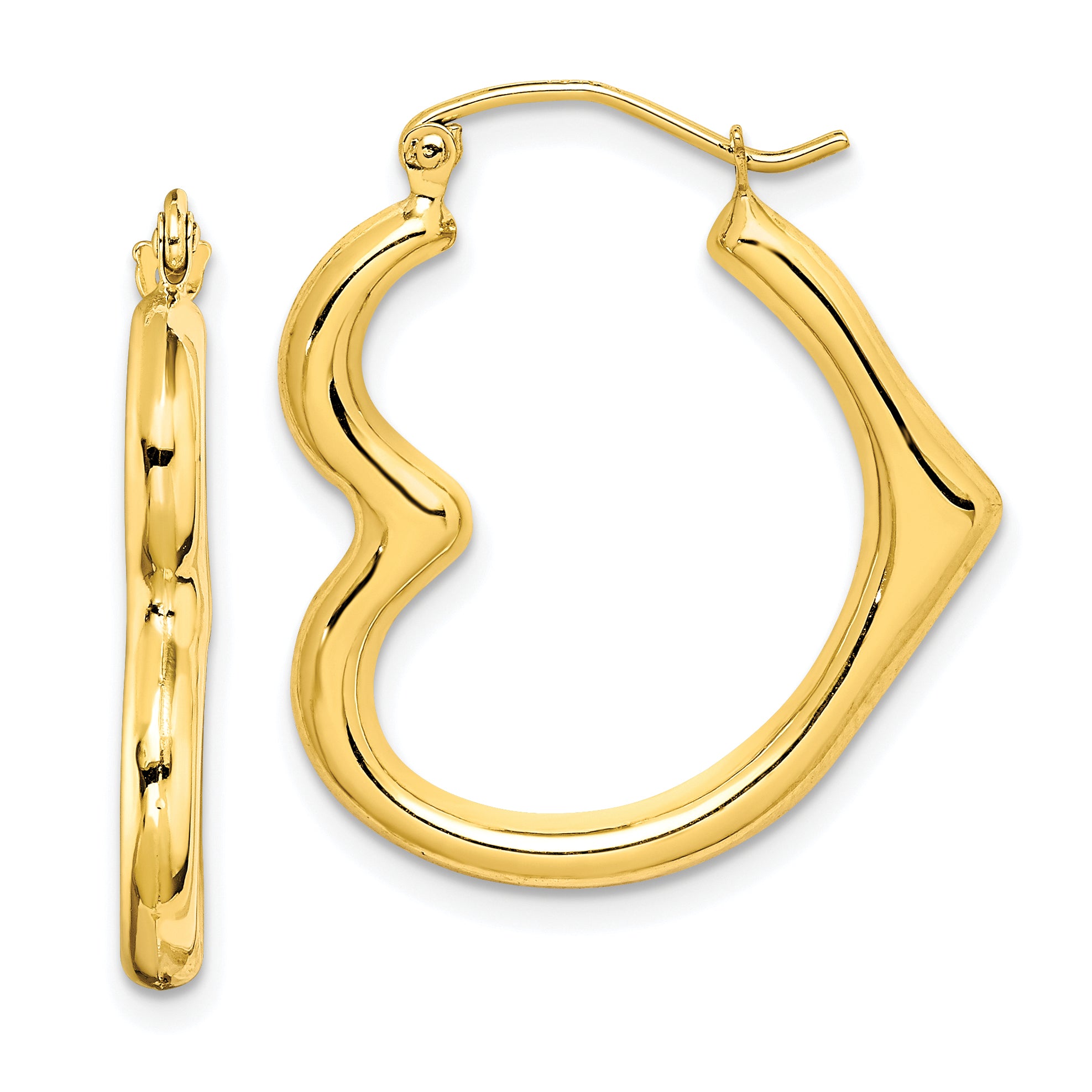 10K Hollow Heart Shape Hoop Earrings Main image