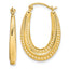 10K Textured Oval Hollow Hoop Earrings