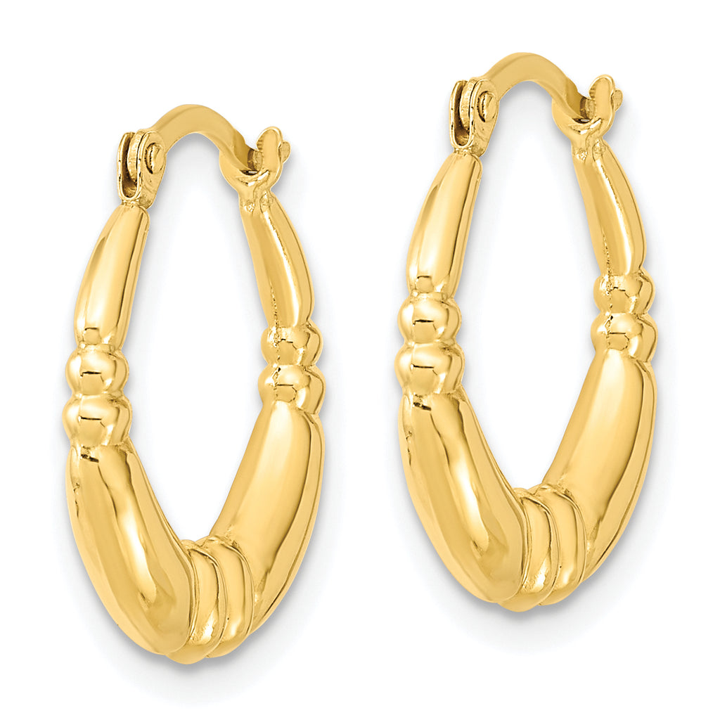10K Gold Polished Hoop Earrings for Women  Elegant and Classic Design