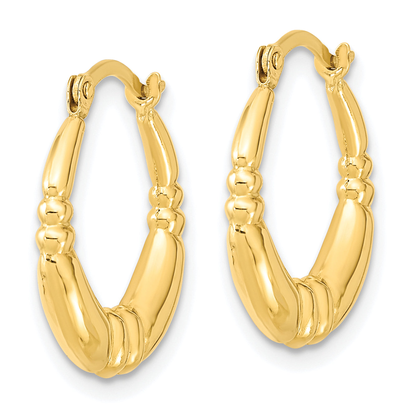 10K Gold Polished Hoop Earrings for Women  Elegant and Classic Design