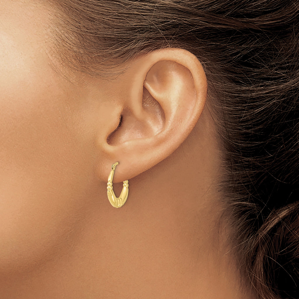 10K Gold Polished Hoop Earrings for Women  Elegant and Classic Design