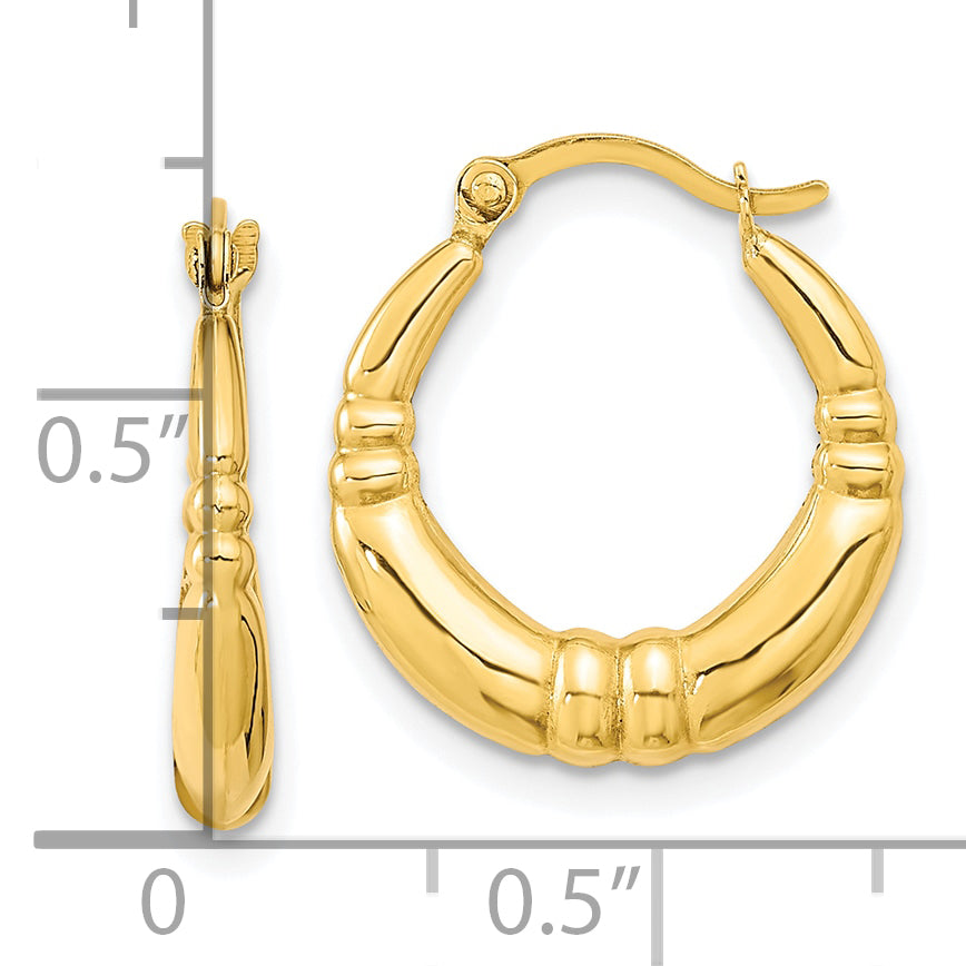 10K Gold Polished Hoop Earrings for Women  Elegant and Classic Design