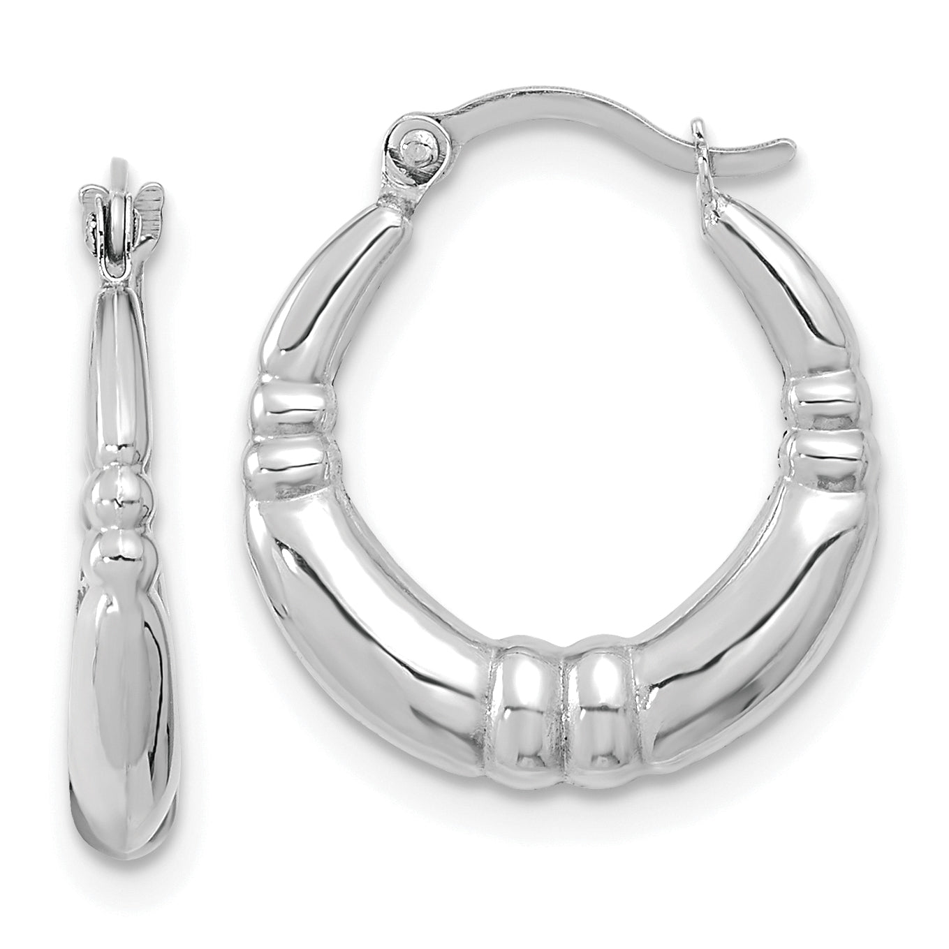 10k White Gold Polished Hoop Earrings Main image
