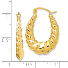 10K Gold Polished Twisted Hollow Hoop Earrings for Women  Elegant & Lightweight