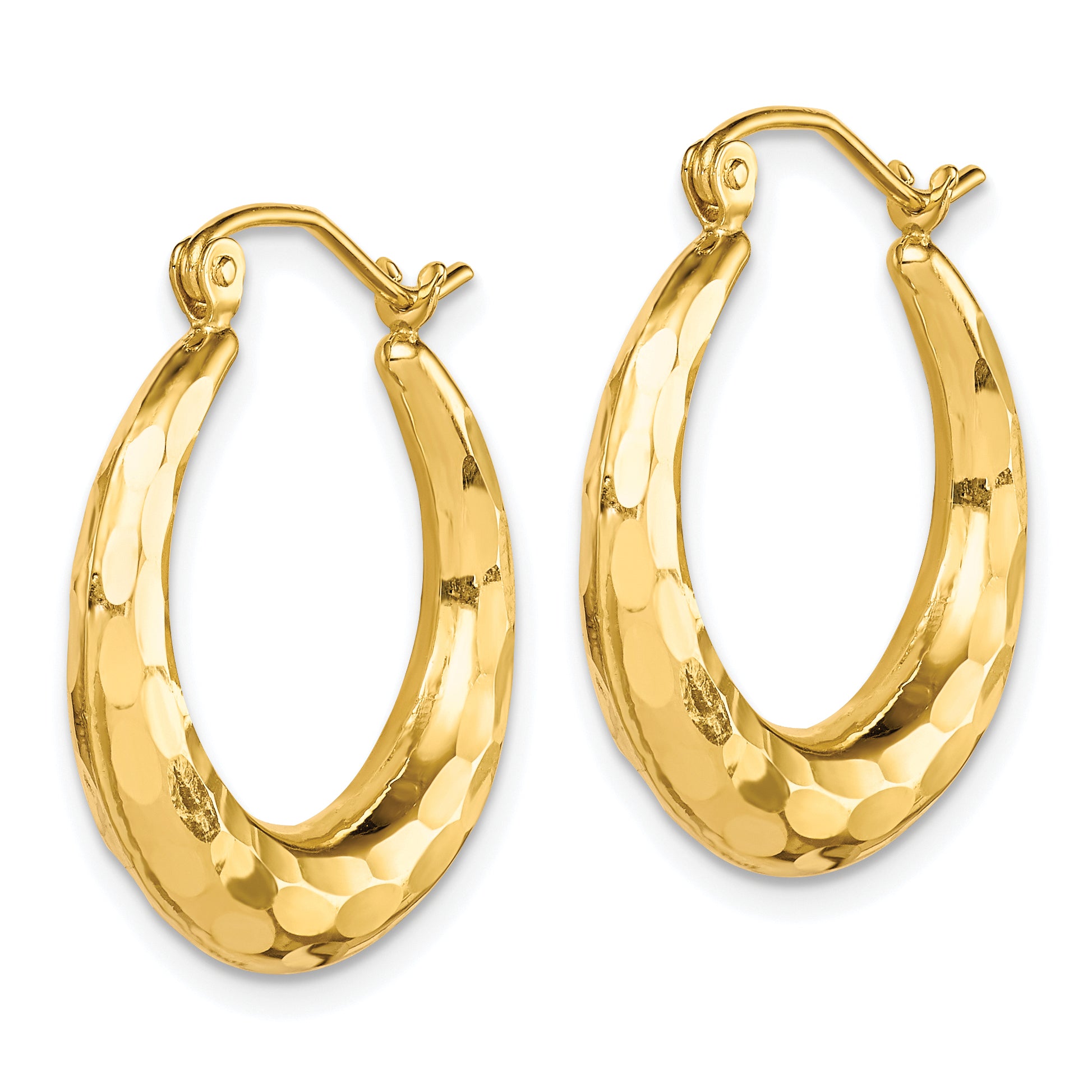10K Gold Diamond-Cut Polished Hoop Earrings for Women Elegant Design Secondary image