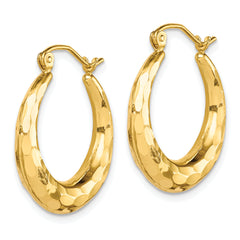 10K Gold Diamond-Cut Polished Hoop Earrings for Women Elegant Design