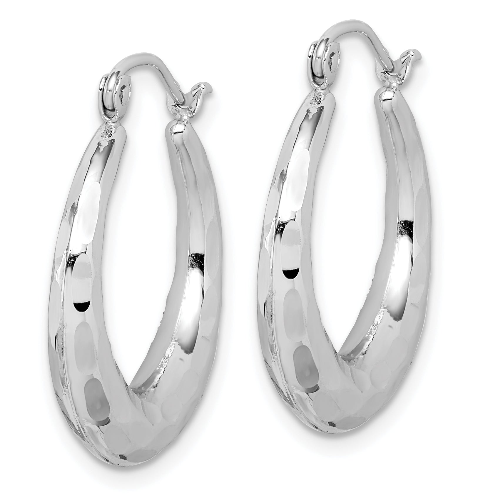 10K White Gold Diamond-Cut Polished Hoop Earrings for Women 23mm Secondary image