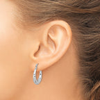 10K White Gold Diamond-Cut Polished Hoop Earrings for Women 23mm