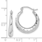 10K White Gold Diamond-Cut Polished Hoop Earrings for Women 23mm