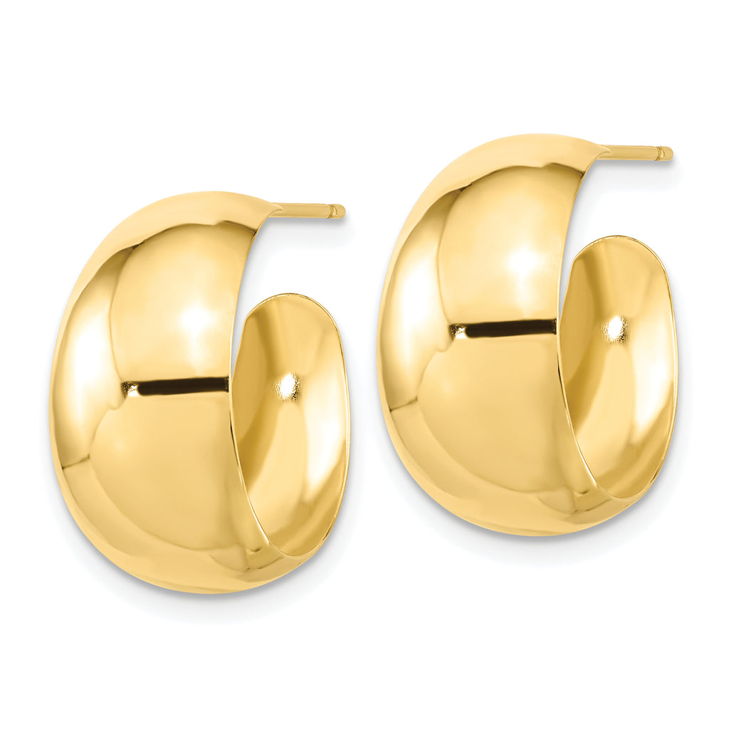10K Gold Polished C-Hoop Earrings with Post Back Closure  Elegant and Lightweight