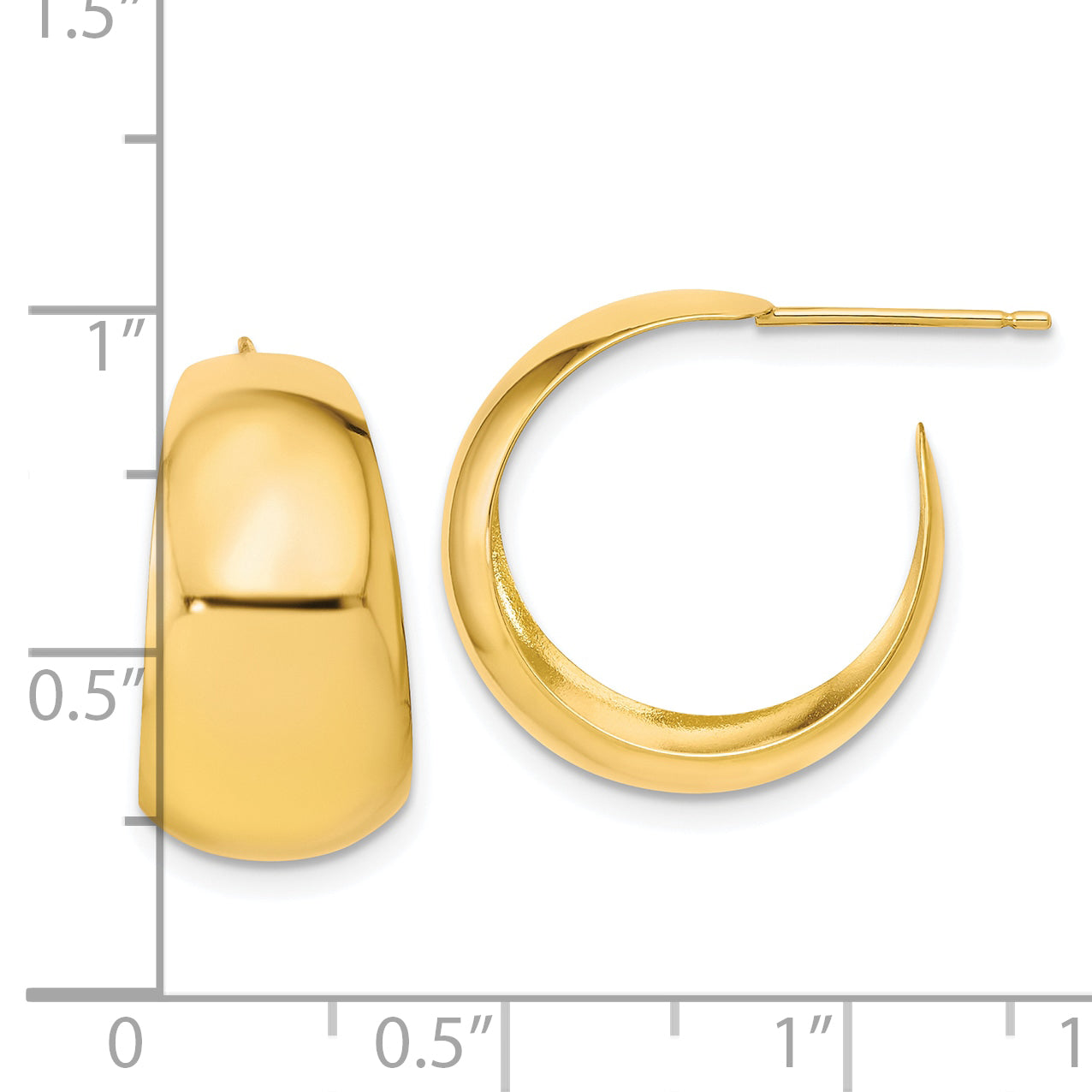 10K Gold Polished C-Hoop Earrings with Post Back Closure  Elegant and Lightweight