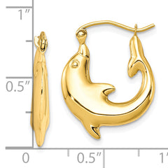 10k Polished Dolphin Hoop Earrings