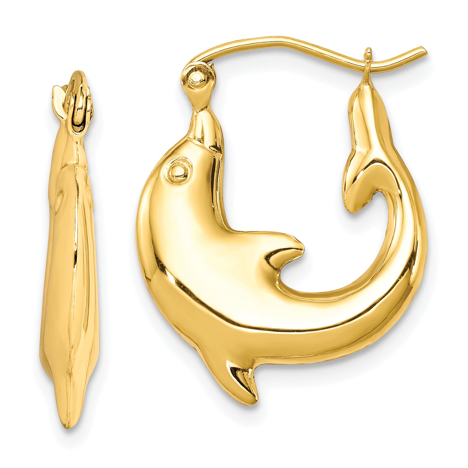 10k Polished Dolphin Hoop Earrings Main image