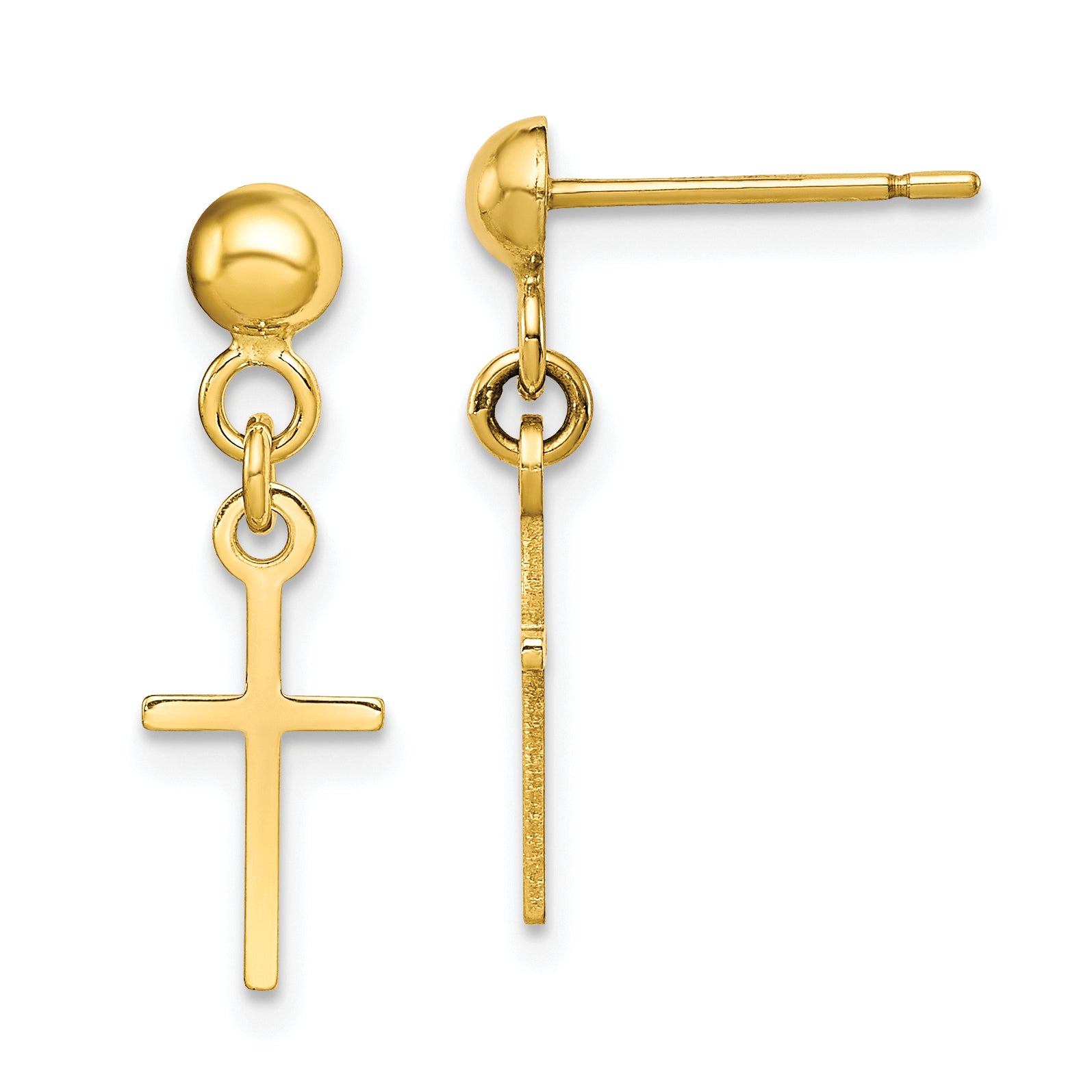 10k YG Polished Cross Dangle Post Earrings Main image