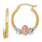 10k Tri-color Guadalupe Hoop Earrings