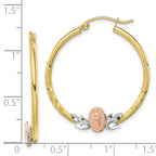 10K Tri-Color Gold Guadalupe Hoop Earrings with Diamond-Cut Detail
