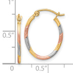 10K Gold Two-Tone Diamond-Cut Hoop Earrings with Rose Rhodium Detailing