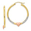 10k Two-tone and White Rhodium Diamond Cut Heart Hoop Earrings